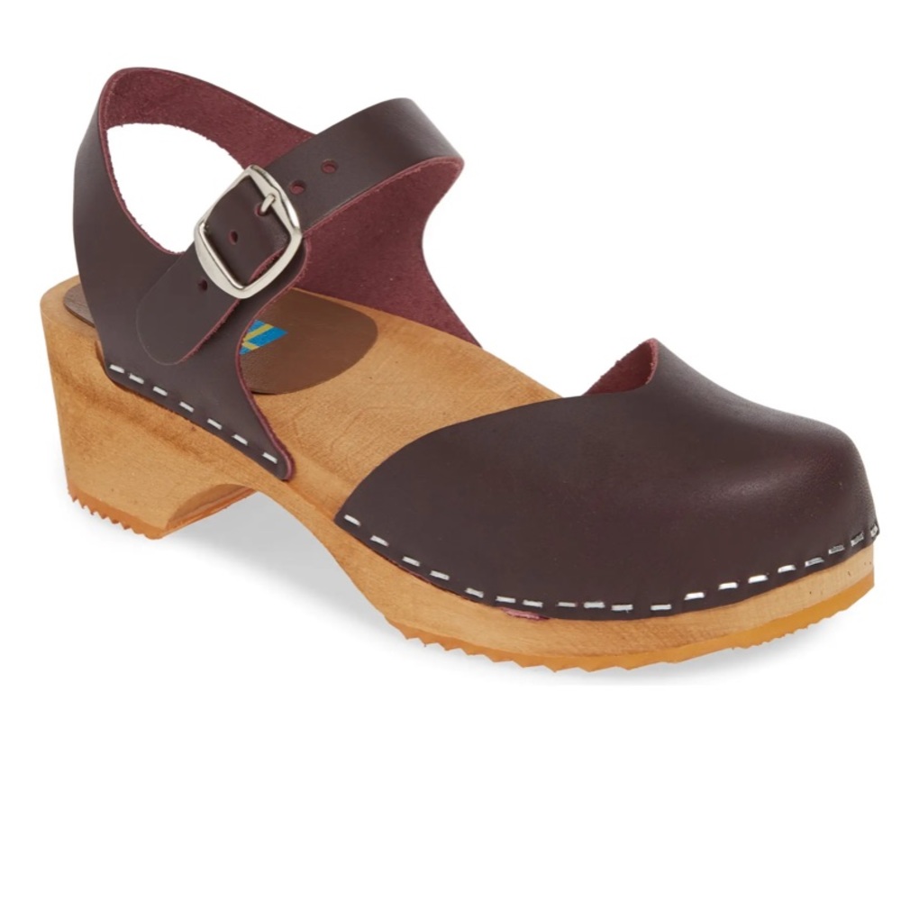 NIB Mia Sofia Burgundy Wine Swedish Clogs 38 8